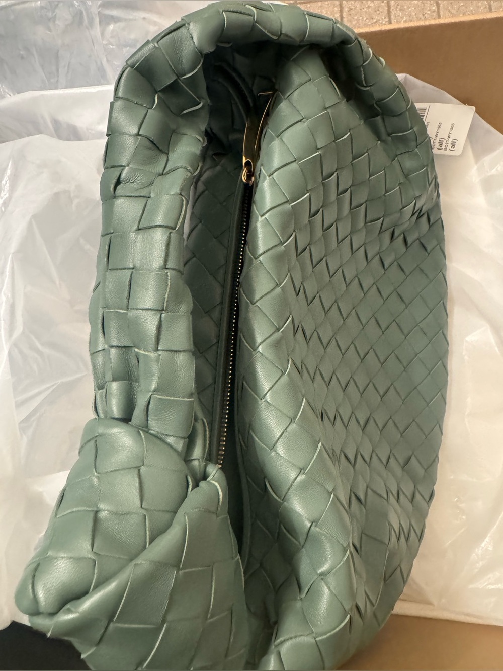 Bottega Veneta Woven Leather Hobo Bag in Sage Green